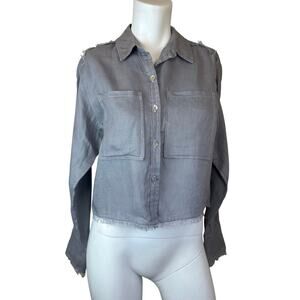 redondo fryman Buenos Aires grayish blue linen button down shirt sz 2=M